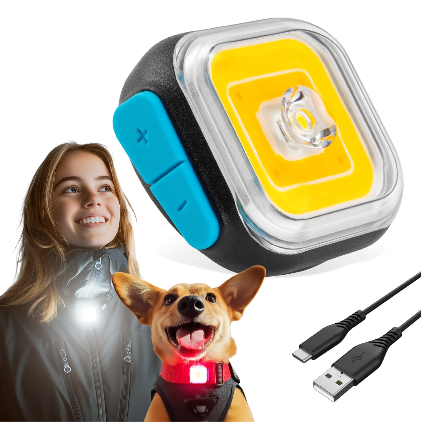 Dog Collar Light (1 Pack), Powerful 500 Lumens Dog Lights for Night Walking, New Generation Rechargeable Reflective Dog Light - Dog Hiking Gear