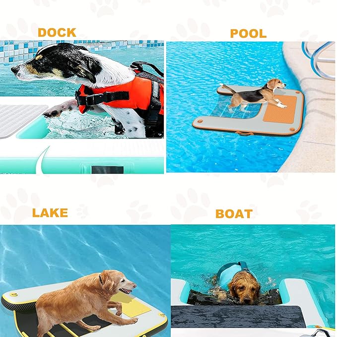 HEYLIFE Inflatable Dog Water Ramp Pool Ladder for Boats Docks Raft Swimming Pools Pet Stairs Floating Sports Platform Bpurple 4.9ft x 3ft x 4in