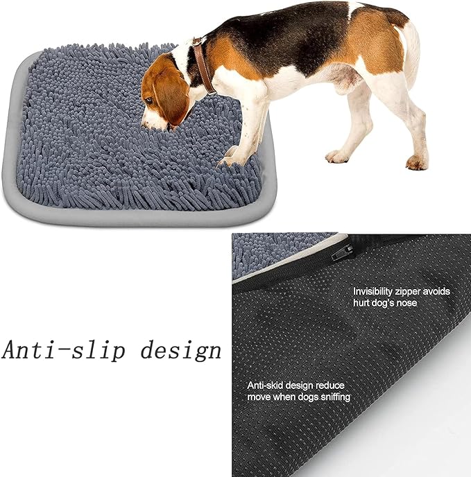 Bakumon Snuffle Mat for Dogs 21x16Inch Interactive Sniff Mats for Large Medium Small Breed Dog Pet,Snuffle Bowl Mat Nosework Training Foraging Pad Feed Game Stress Relief (Grey)