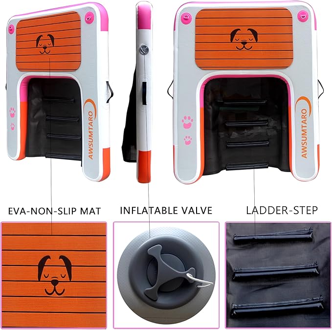 Inflatable Dock, Load-Bearing 200 pounds, Dog pet ramp, Suitable for Swimming Pools, Boat Docks, Lakes, Beach use Water Sports Platform.