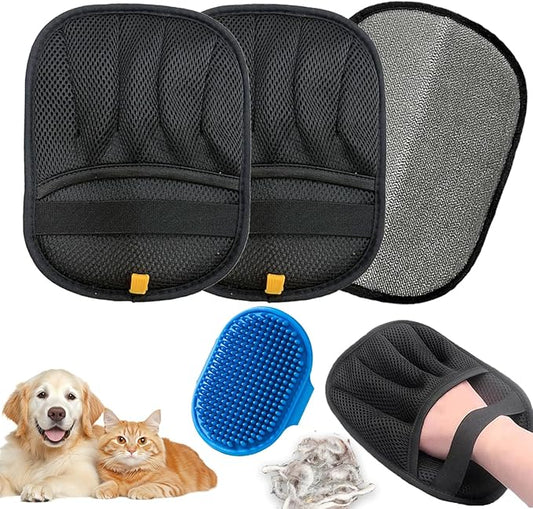 2 Packs Pet Hair Removal Glove,Pet Hair Remover for Cat & Dog,New Upgraded Electrostatic Gloves Pet Hair,Reusable Electro Static Pet Hair Remover Electrostatic Gloves for Furniture,Couch