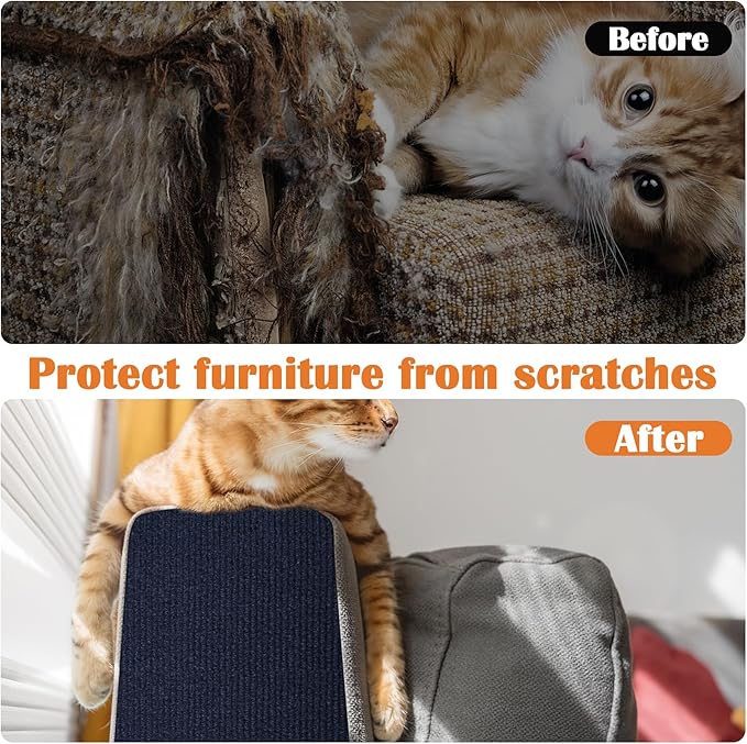 Furniture Protectors from Cats Scratching - 40" x 15.8" Trimmable Self-Adhesive Carpet Protector for Pets, Cat DIY Climbing Couch Protector for Scratch Cat Tree Replacement Indoor (Dark Blue)