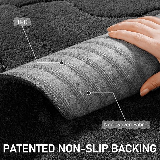 Large Dog Door Mat for Muddy Paws, 22x47 Absorbent Dirt Trapper Long Door Mat, Non-Slip Washable Mud Mat for Dogs, Polyester Microfiber Soft Pet Rug Mat for Entryway, Mud Dog Paws, Patio (Charcoal)