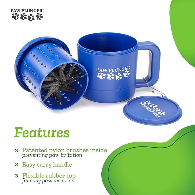 – Dog Paw Cleaner - Puppy Essentials - Portable Dirty Paw Washer - Ideal for Medium Dogs - Blue