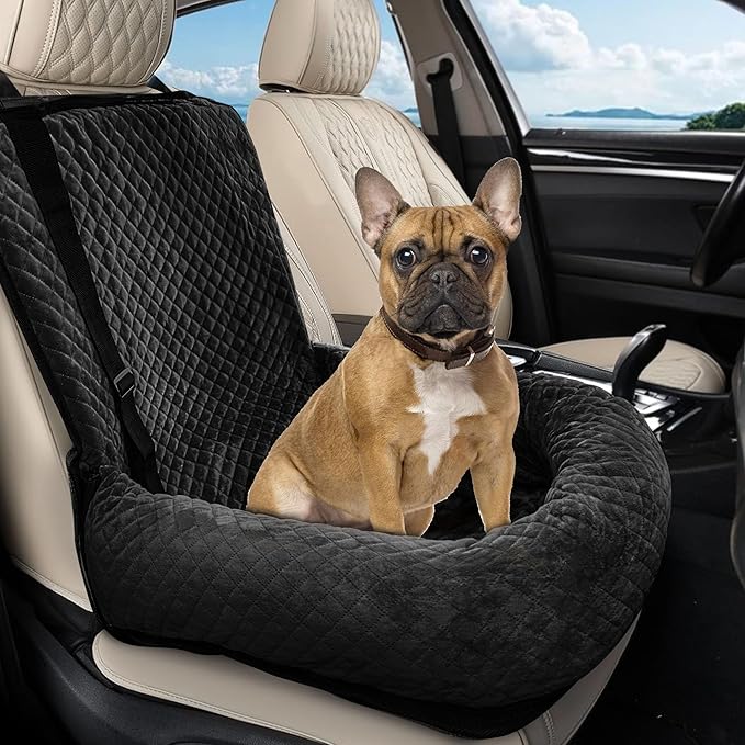 Sephyroth Dog Car Seat for Small/Medium Dogs,Dog Car Bed Washable Pet Travel Safety Car Seat,Super Soft Safe Removable Pet Booster Seat,Fits for All Cars(Black)