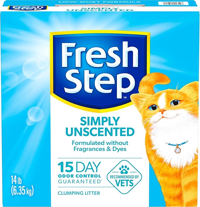 Fresh Step Simply Unscented Clumping Litter, Fresh Step Unscented Cat Litter With Activated Charcoal Technology, 14 lb. Box