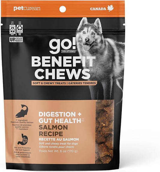 Go! Solutions Digestion + Gut Health - Salmon Dog Treats - Soft and Chewy Dog Treats, 6 oz Bag
