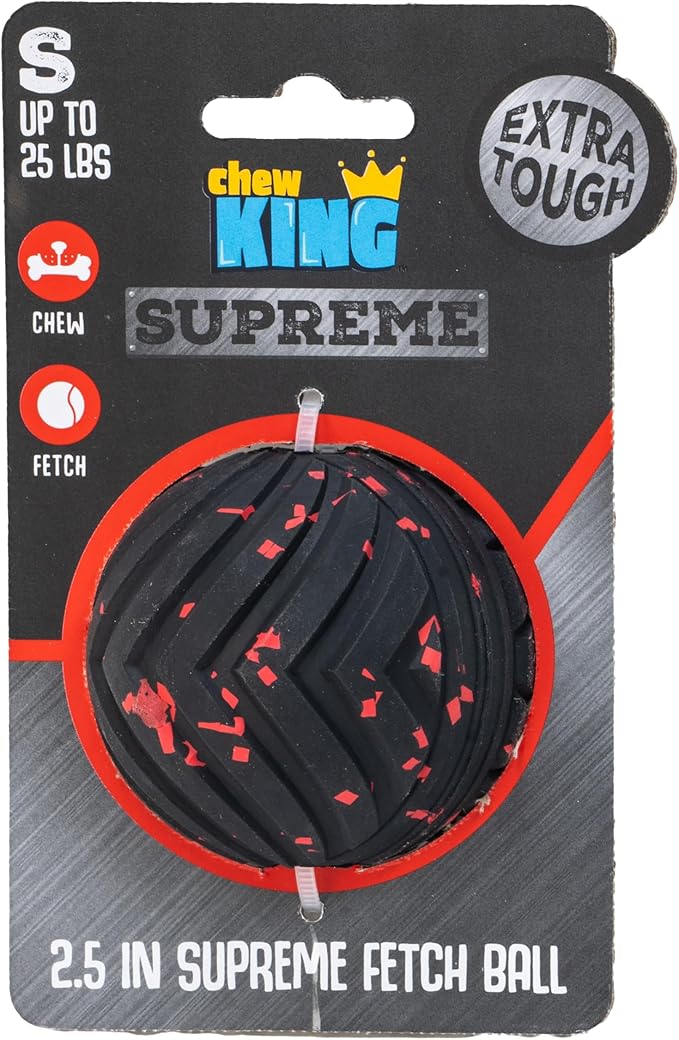 Chew King Supreme Dog Toy Collection, Small 2.5" Supreme Fetch Ball