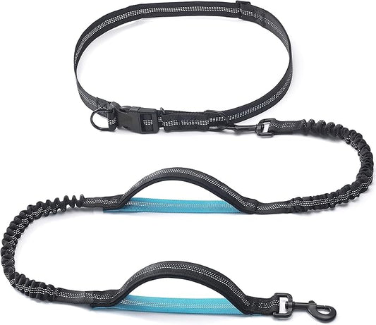 iYoShop Retractable Hands Free Dog Leash - Dual Handle Bungee Waist Leash for Small, Medium and Large Dogs (Small, 8-25 lbs, Black)