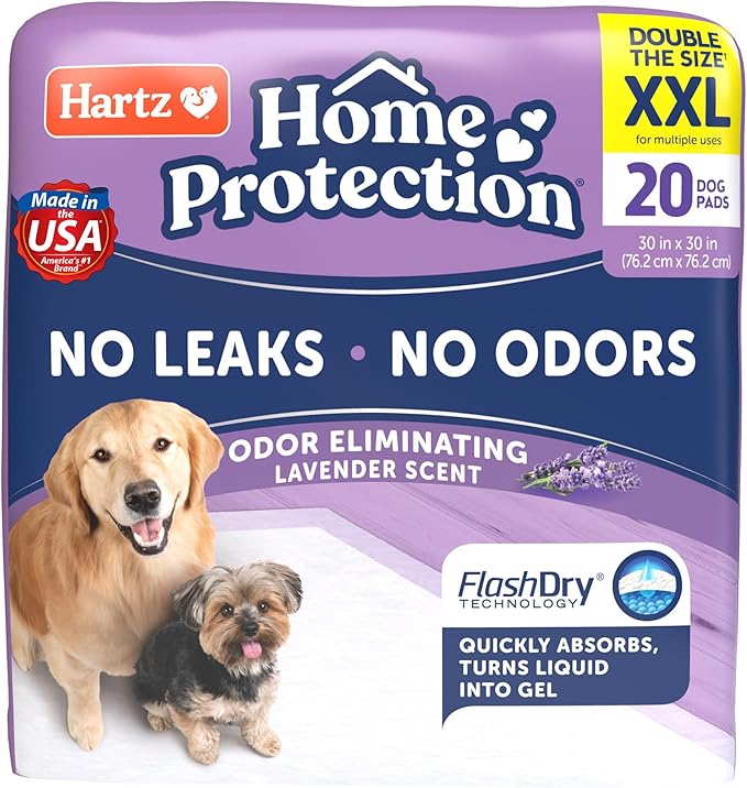 Hartz Home Protection Lavender Scented USA Made Dog Pads, XXL 20 count, Super Absorbent & Won't Leak, Odor Eliminating
