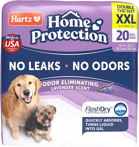 Hartz Home Protection Lavender Scented USA Made Dog Pads, XXL 20 count, Super Absorbent & Won't Leak, Odor Eliminating