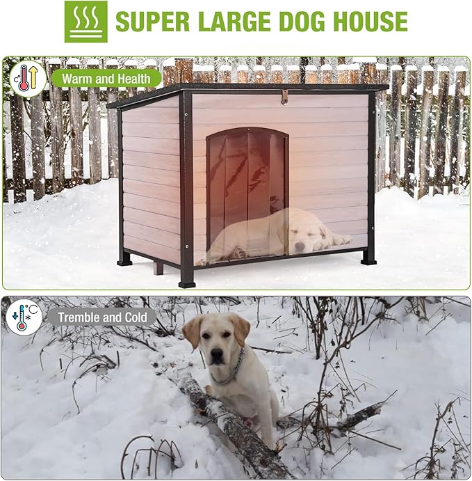 Insulation Dog House Outdoor Dog Kennle with Liner for Winter,Waterproof