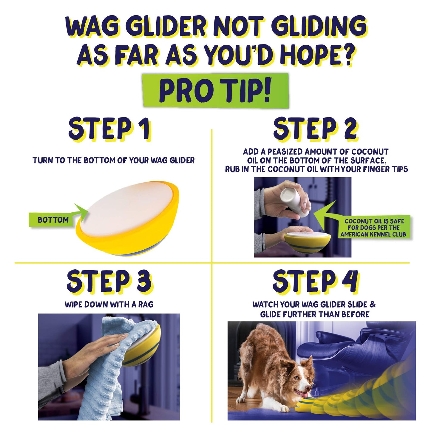 Wag Glider Deluxe–The Sliding Gliding Dog Toy That Keeps Your Dog Happy, Healthy & Safe! Comes with a Built in Squeaker & Rope Attached. Safe for Indoor Play, Great for Medium & Large Dogs of All Ages