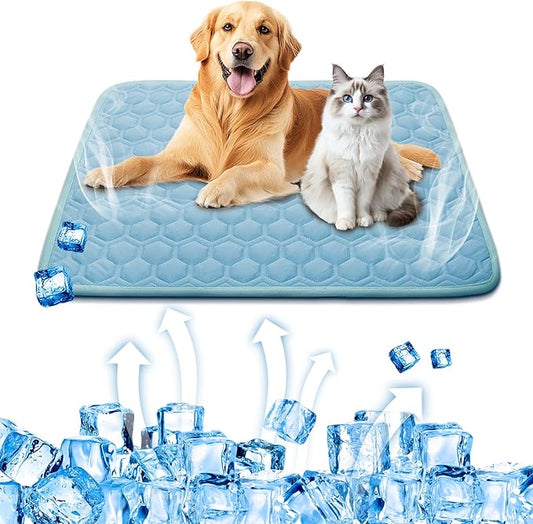 Upgrade Dog Cooling Mat, Pet Dog Self Cool Pad, Ice Silk Washable Cooled Mat for Dogs Cats Kennels Crates Beds