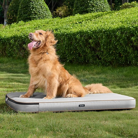 Lekereise Travel Dog Bed (49" x 26") – Foldable, Inflatable Outdoor Dog Bed,Portable & Machine Washable – Comes with a Manual Inflator - Grey