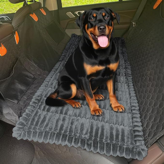 Dog Car Seat Cover for Back Seat, Dog Bed for Car, Fit for Backseat Extenders, Car Seat Protector, Nonslip Soft Durable for Cars Trucks and SUVs (Dark Gray, 24.8"*54")