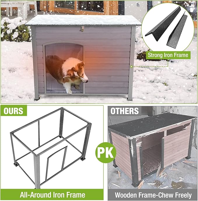 Insulation Dog House Outdoor Dog Kennle with Liner for Winter,Waterproof