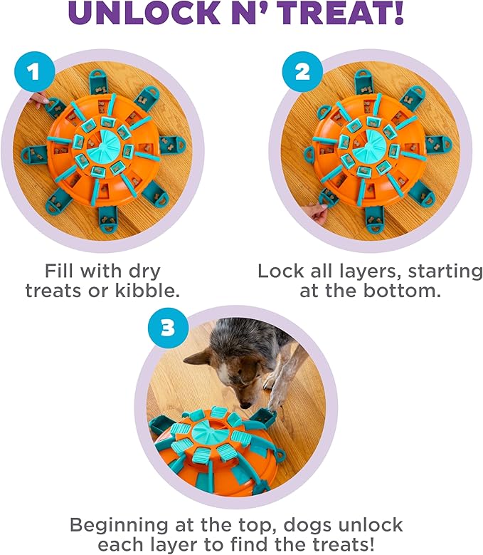Outward Hound by Nina Ottosson Tower of Treats Level 4 Expert Dog Treat Puzzle for Enrichment, Orange