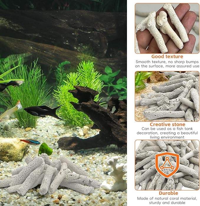 kathson 1.1lb Crushed Coral for Aquarium Crushed Coral for Freshwater Qquarium Corals for Fish Tank to Raise ph Filter Media for Fish Tank with Mesh Bag for Fish Tank Filter Media Decorations