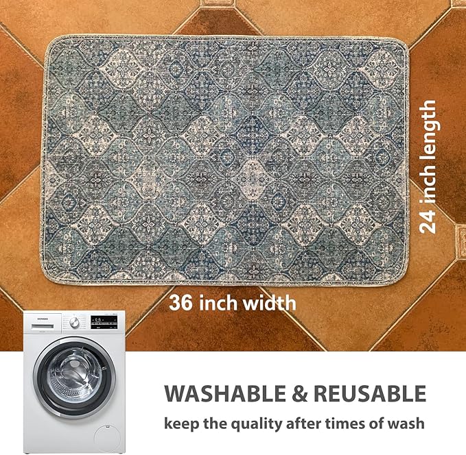 nunubaby Washable Pee Pads for Dogs, Stylish, Non-Slip and Leak-Proof Pee Pads. Reusable Potty Pads for Dogs for Crates and Floors.(Blue/Multi, 24" x36" )