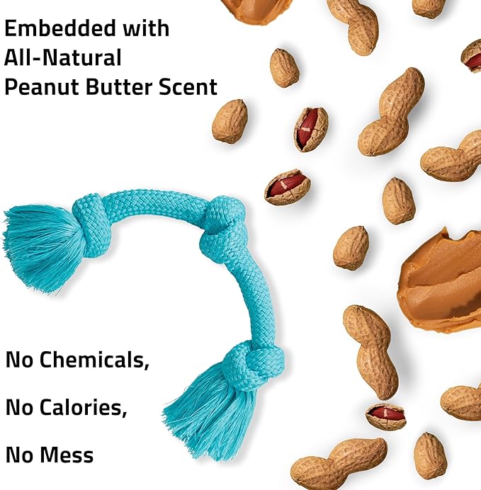 Playology Rope Toys for Dogs | Tug of War Dog Toy for Aggressive Chewers | Peanut Butter/Beef Scented Dog Toys | Medium Rope Toy for Interactive Play