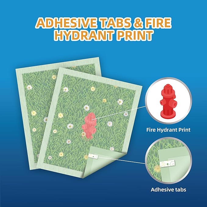 HONEYCARE Dog Training Pads with Grassfield & Fire Hydrant Printing丨Eliminating Urine Odor Puppy Pads 丨 XXL Premium Dog Pee Pads (30Count, 30x36 inch)