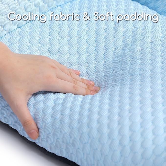 Hollypet Cooling Dog Cat Pet Couch Soft Calming Sofa Bed for Medium Small Cats and Dogs, Gray, 24"x 18"x10"