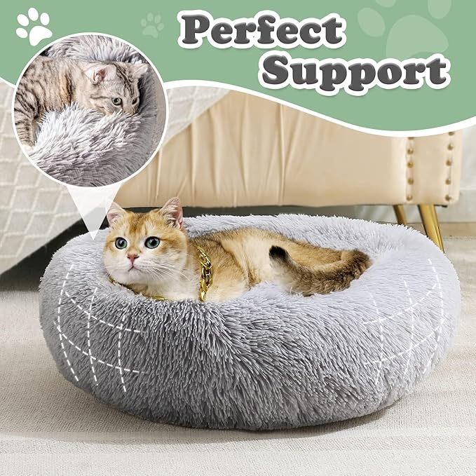 JOLLYVOGUE Dog Bed, Calming Anti-Anxiety Large Dog Bed, Fluffy Donut Cushion for Medium and Large Pets (27"/30"/36")
