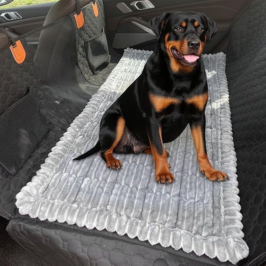 Dog Car Seat Cover for Back Seat, Dog Bed for Car, Fit for Backseat Extenders, Car Seat Protector, Nonslip Soft Durable for Cars Trucks and SUVs (Light Gray, 24.8"*54")