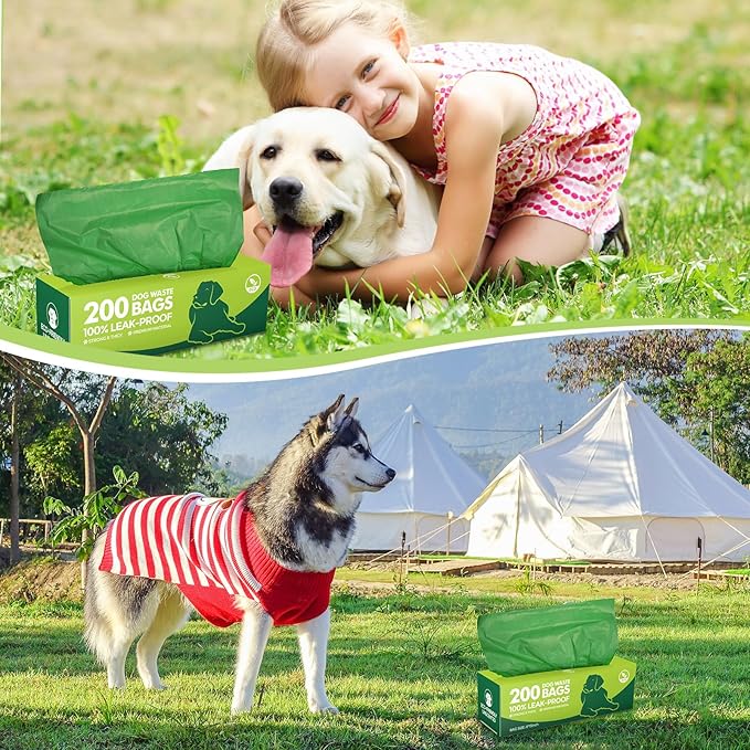 Harloon 6000 Counts Dog Poop Waste Bags 30 Rolls 12 x 8 Inches Extra Thick Strong Leak PET Proof Bags Disposable Bulk Universal Doggy Roll Waste Box for Puppy Outdoor Walking Travel(Deep Green)