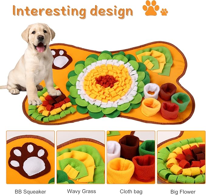 Snuffle Mat for Dogs – Pet Washable Slow Food Toy, Mental Stimulation Mat to Reduce Boredom（24”*16”）