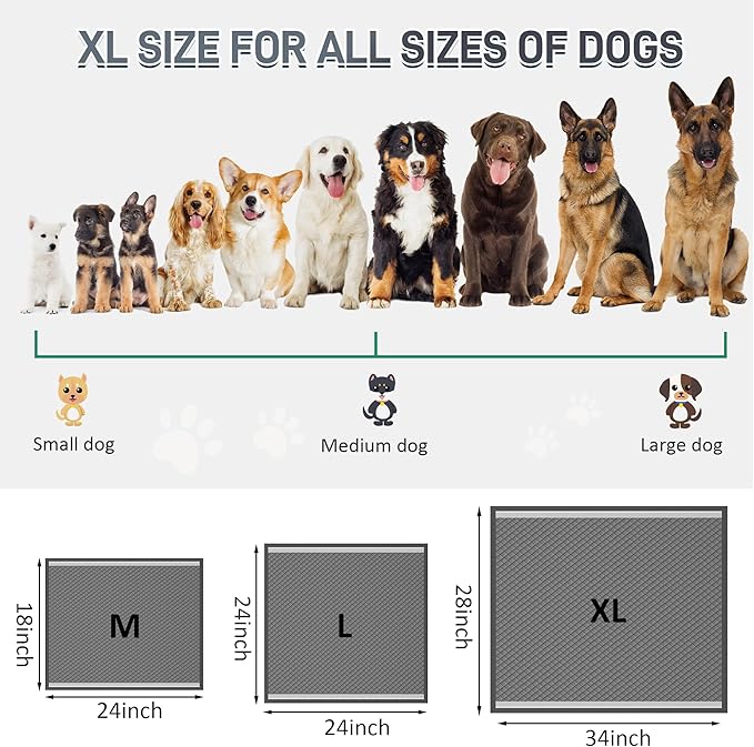 Boscute Charcoal Super Absorbency Puppy Pads, Activated Carbon Odor-Control XL 28"x34" Leak-Proof Pet Training Pee Pads, Disposable Potty Pads for Dogs Cats, Rabbits 150Counts