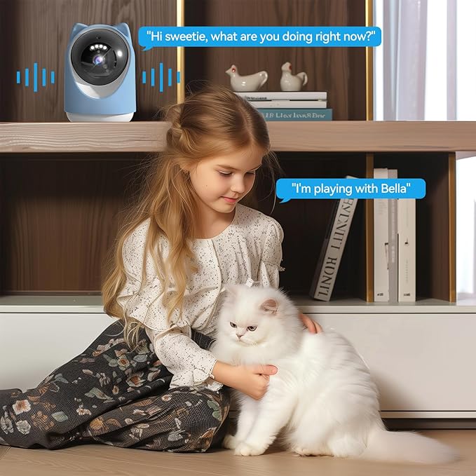 Security Camera Indoor,Wi-Fi &Two-Way Audio,Indoor Camera for Home,Baby/Dog/Cat/Pet Camera with Phone app,Night Vision,Motion Tracking, Compatible with Alexa (Blue)