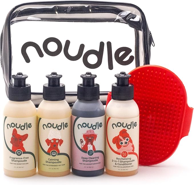Pets - Gift Set with Travel Bag and Scrubber, Moisturizing and Gentle All Natural pet Shampoos with Aloe and Oatmeal