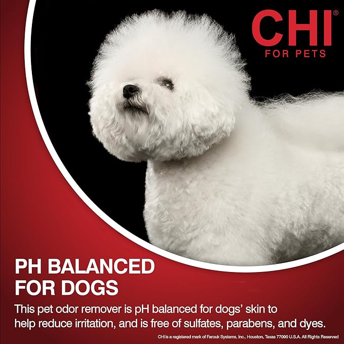 CHI for Dogs Deodorizing No-Rinse Foam - Dry Shampoo and Odor Eliminator for Dogs - Sulfate and Paraben Free - Made in USA - Waterless Pet Grooming Foam, Pump Bottle, 8 Fl Oz