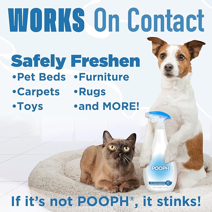 Pooph Pet Odor Eliminator, 32oz Spray, 2-Pack - Dismantles Odors on a Molecular Basis, Dogs, Cats, Freshener, Eliminator, Urine, Poop, Pee, Deodorizer, Natures, Puppy, Fresh, Clean, Furniture, Potty