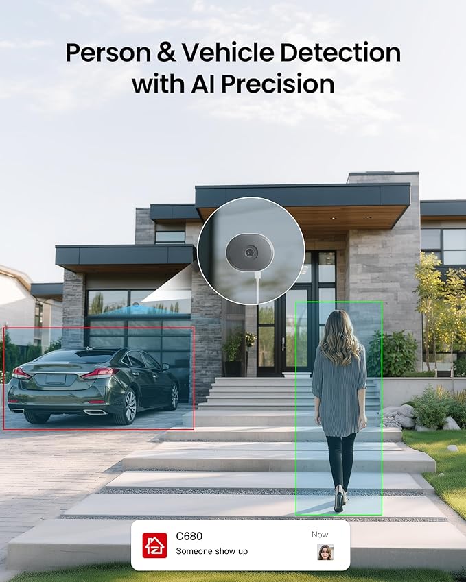 ZOSI C680 2K Window Security Camera with Full Color Night Vision, 3MP Indoor Plug-in WiFi Camera for Home Security, AI Human Vehicle Detection, 2.4/5GHz WiFi, 24/7 Recording, 2 Way Talk, Easy Install