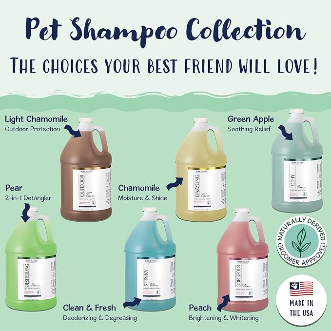 Bobbi Panter Dog Shampoo - Made in USA - All Natural Formula for Itch Relief & Soothing Skins, Concentrated 16:1 for Professional Groomers - Green Apple Scent, 1 Gallon