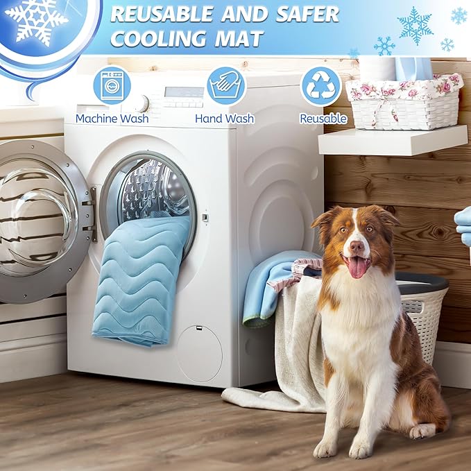 Dog Cooling Mat, Portable Dog Crate Pad, Washable Pad Bed, Indoor Outdoor Uses in Kennel, Bed, Sofa or Car, Providing a Cool and Comfortable Experience for Your pet During Summer (40"x28")