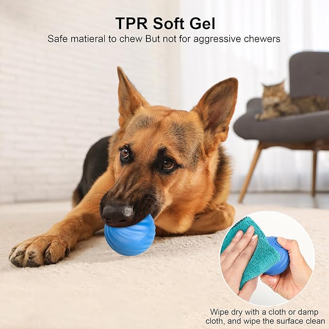 Smart Interactive Dog Toy Ball, Active Rolling Wicked Ball with Automatic Bouncing and Rotating for Puppy/Small Dogs Durable, Chewable, USB Recharger and Fun Gift Toy to Dog (Large)