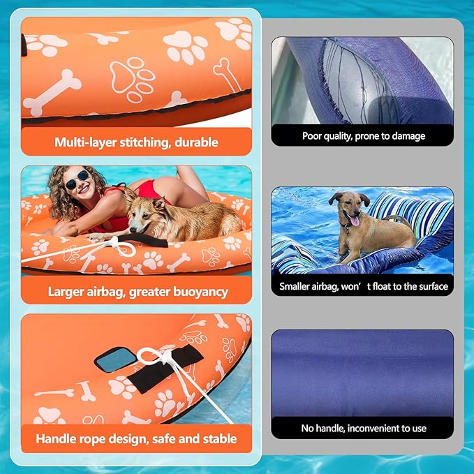 Large Dog Pool Float - 59"X39" Dog Pool Float for Large Dogs, Puncture Proof pet Floats Holds Up to 110 Lbs