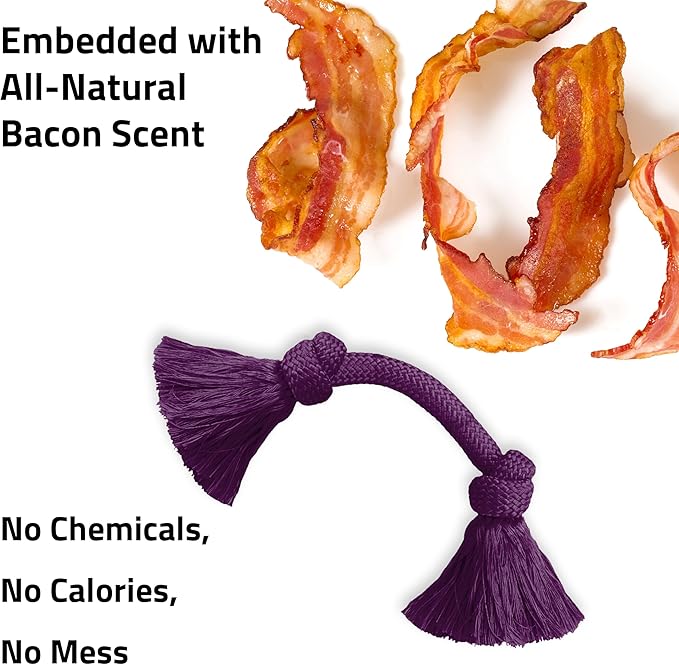 Playology Rope Toys for Dogs | Tug of War Dog Toy for Aggressive Chewers | Bacon Scented Dog Toys | Medium Rope Toy for Interactive Play