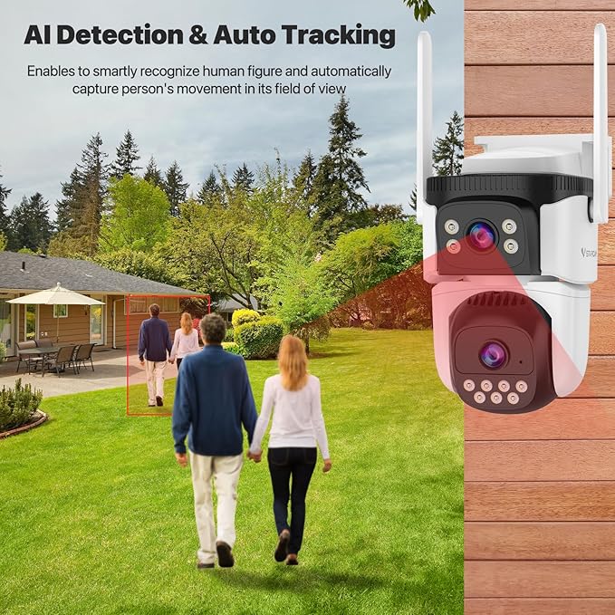 VSTARCAM 3MP+3MP Dual-Lens Outdoor Security Camera Wireless, 2K, 360° View, Color Night Vision, PIR Motion Detection, Spotlight Siren Alarm, 2-Way Talk, IP66 Weatherproof, Cloud/SD Storage