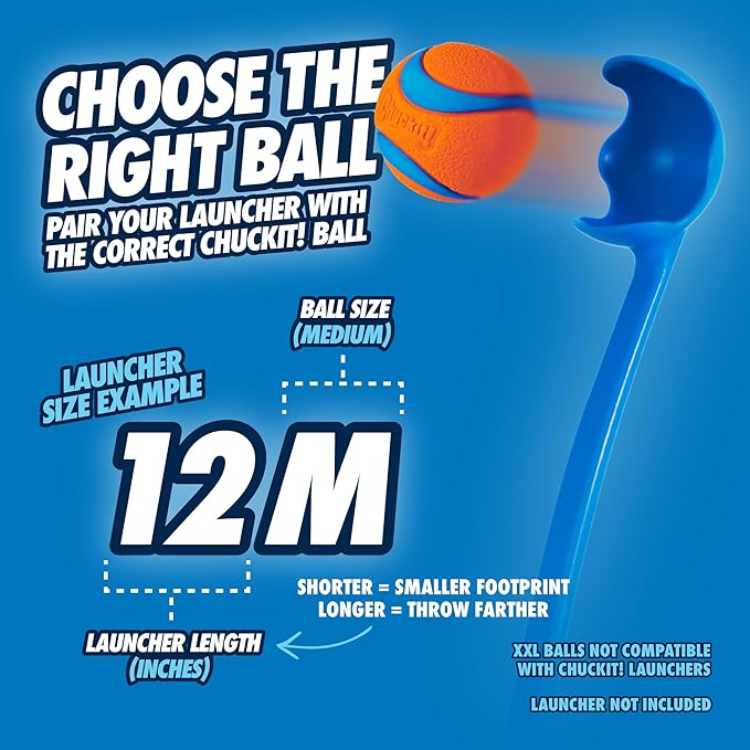 Chuckit! Dog Ball Launcher - Sport 12" with Medium (2.5"), Dog Fetch Ball Thrower, For Dogs 20-60 Pounds, Made in USA