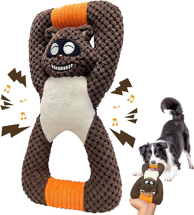 Plush Indestructible Durable Tough Dog Toys for Small Dogs, Interactive Dog Toys for Small Medium Large Dog Breeds (Raccoon)