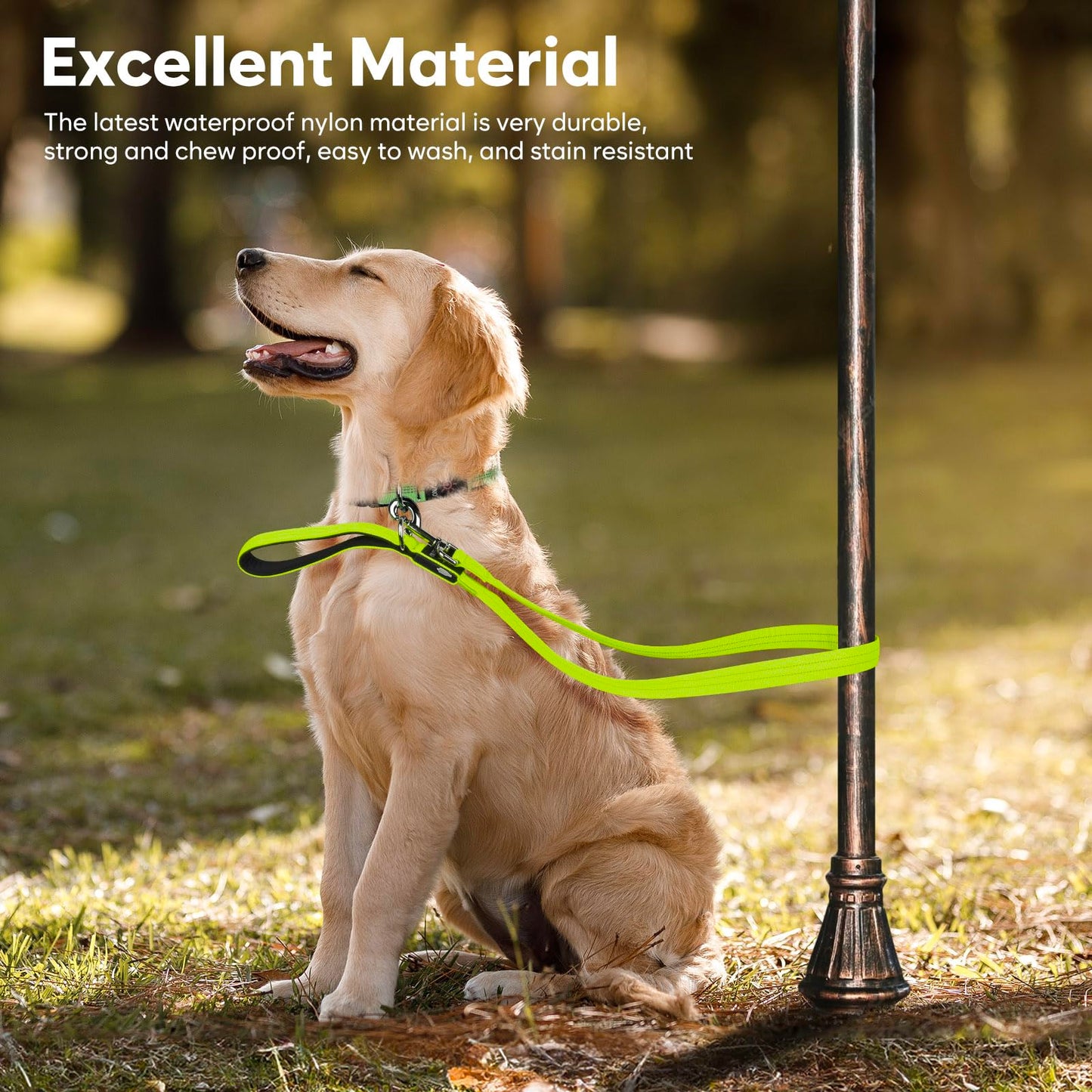 Kpuplol LED Dog Leash, 4 Ft Light Up Dog Leash USB Rechargeable Waterproof, Nylon Reflective Leashes with Padded Handle, Safety Glow in The Dark Pet Lights for Large Medium Small Pet(Green)