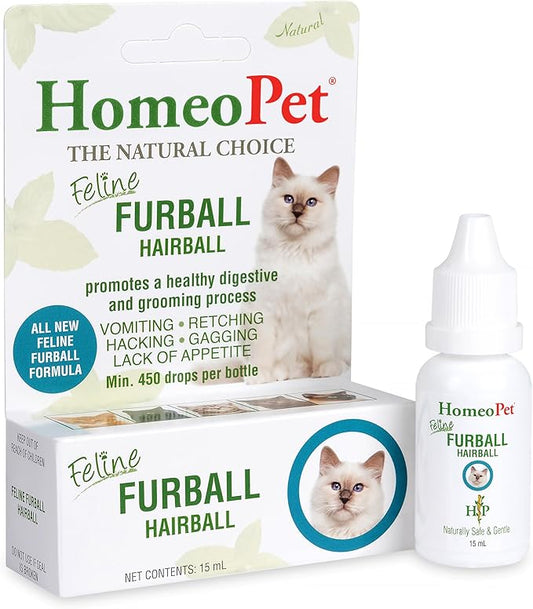 HomeoPet Feline Furball, Safe and Natural Hairball Medicine for Cats, Natural Pet Medicine, 15 Milliliters