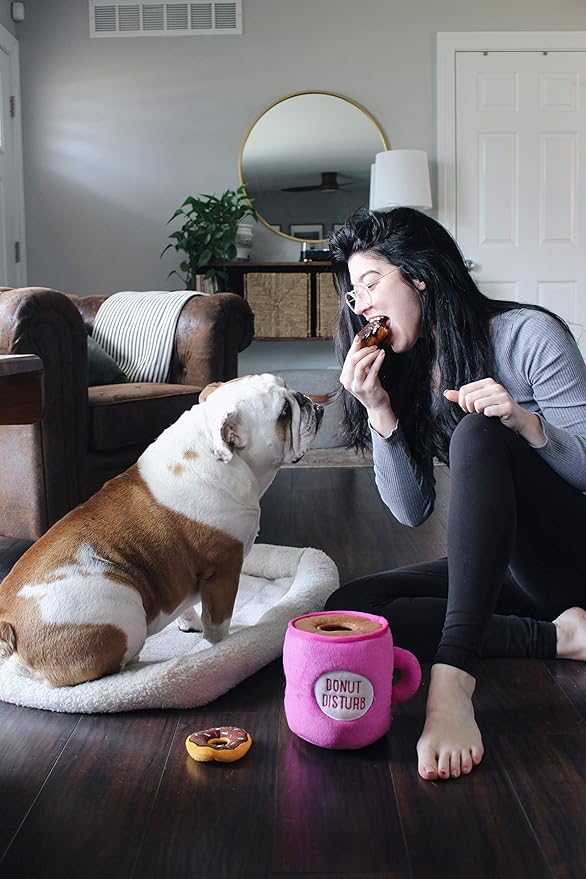 ZippyPaws Burrow- Interactive Dog & Puppy Toys for Boredom, Stimulating Pet Products to Keep Them Busy, Hide & Seek Plush Dog Puzzles, Enrichment Squeaky Toy, for Small & Medium Dogs- Coffee & Donutz