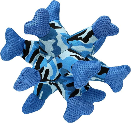 Dog Chew Squeaky Toys, Dog Teeth Cleaning Toy, Tug of War, Stuffed Jack Bone Toy with Squeakers, Interactive Toy for Small Medium Large Dogs,Blue