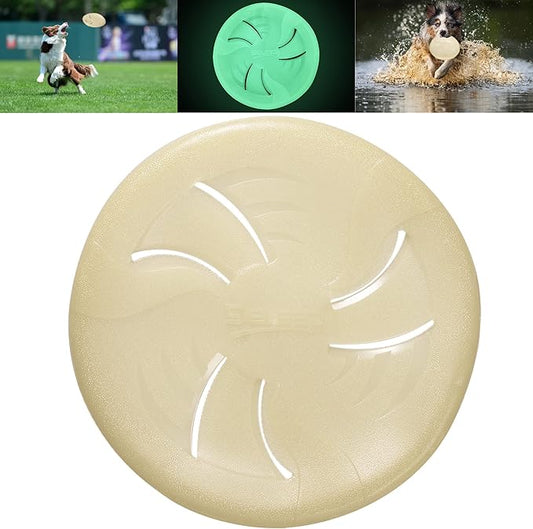 Glow-in-The-Dark Flying Discs, Interactive Dog Flyer Toys, Soft Lightweight Dog Catch and Fetch Toys, Floats in Water & Safe on Teeth, 9 inch (Large, Glow)
